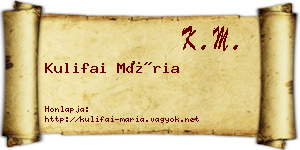 Kulifai Mária névjegykártya