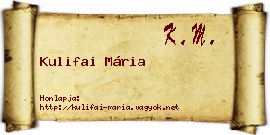 Kulifai Mária névjegykártya