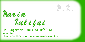 maria kulifai business card